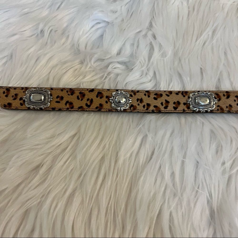 Lady Nadim belt leather silver buckle and medallions sz Large animal hair - Picture 4 of 7